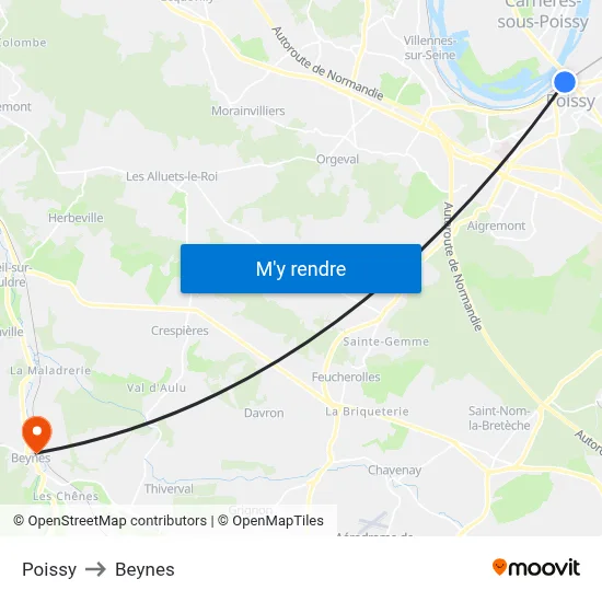 Poissy to Beynes map