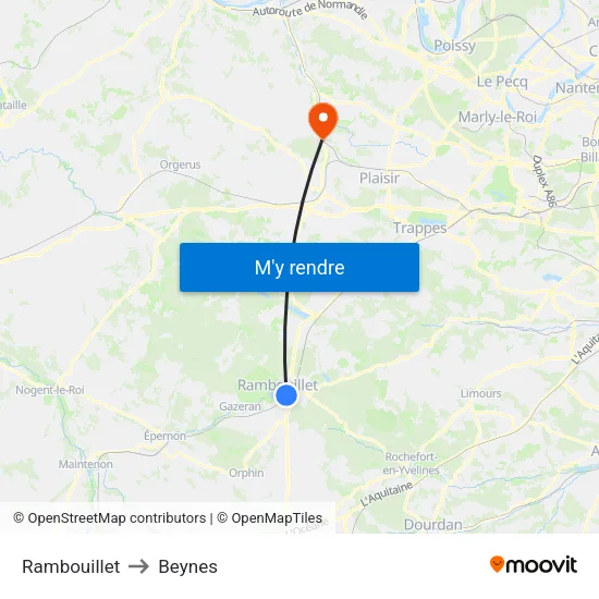 Rambouillet to Beynes map