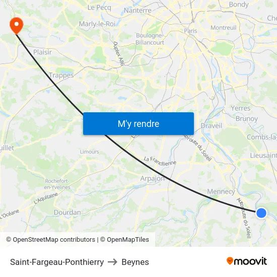 Saint-Fargeau-Ponthierry to Beynes map