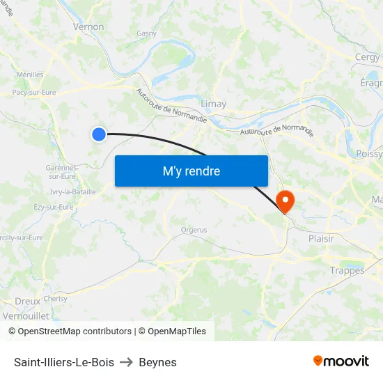 Saint-Illiers-Le-Bois to Beynes map