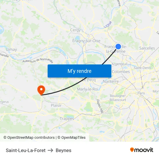 Saint-Leu-La-Foret to Beynes map