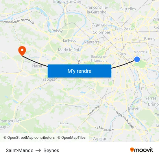 Saint-Mande to Beynes map