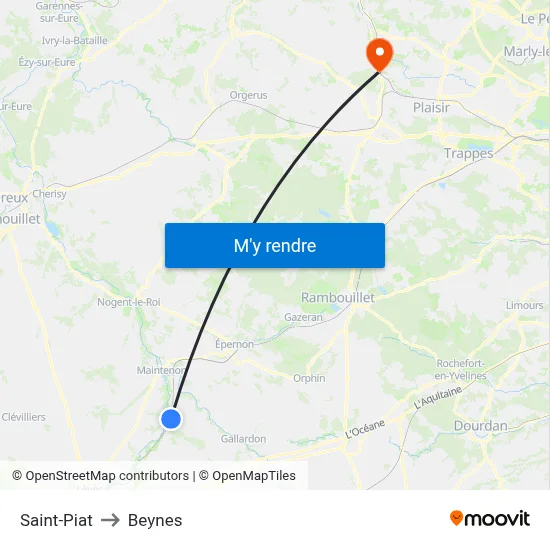 Saint-Piat to Beynes map