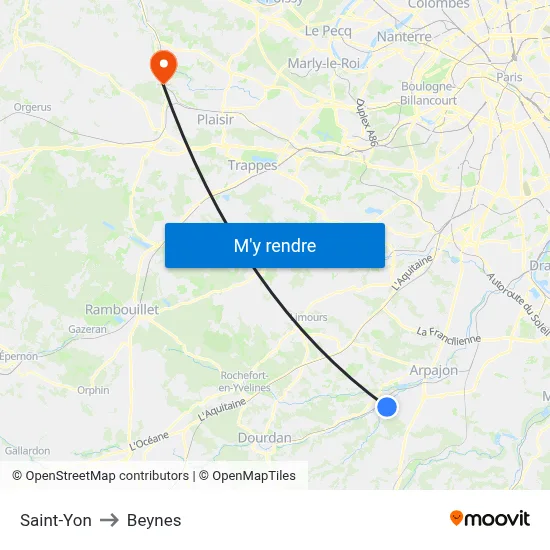 Saint-Yon to Beynes map