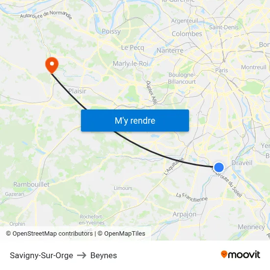 Savigny-Sur-Orge to Beynes map