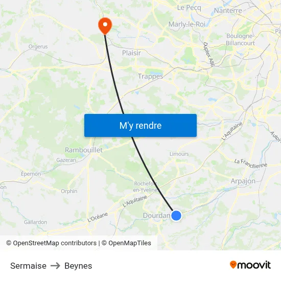 Sermaise to Beynes map