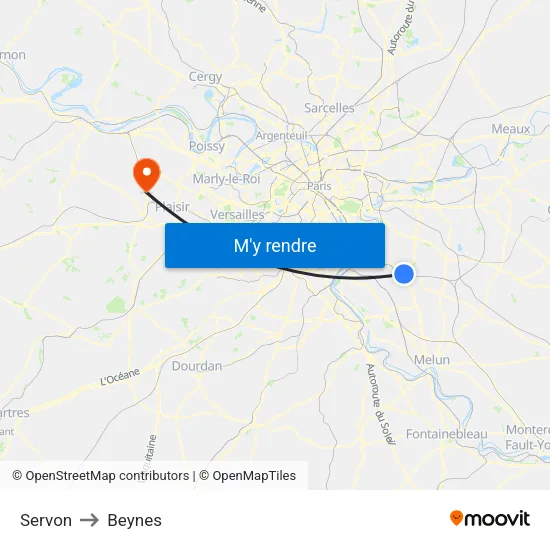 Servon to Beynes map