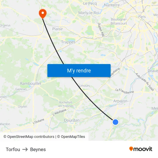 Torfou to Beynes map
