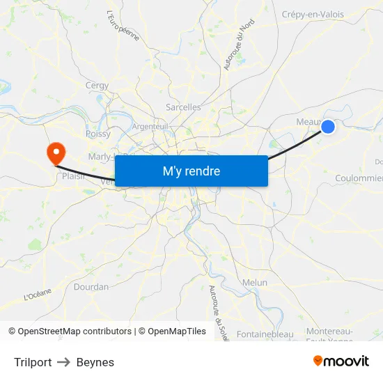 Trilport to Beynes map