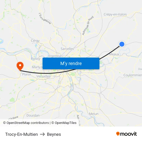 Trocy-En-Multien to Beynes map