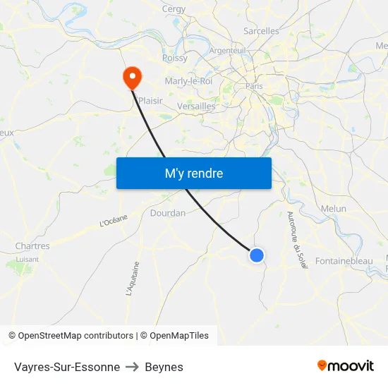 Vayres-Sur-Essonne to Beynes map