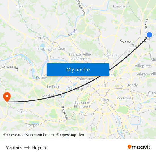 Vemars to Beynes map