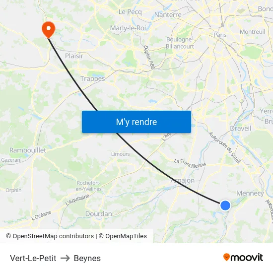 Vert-Le-Petit to Beynes map