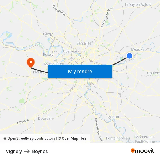 Vignely to Beynes map