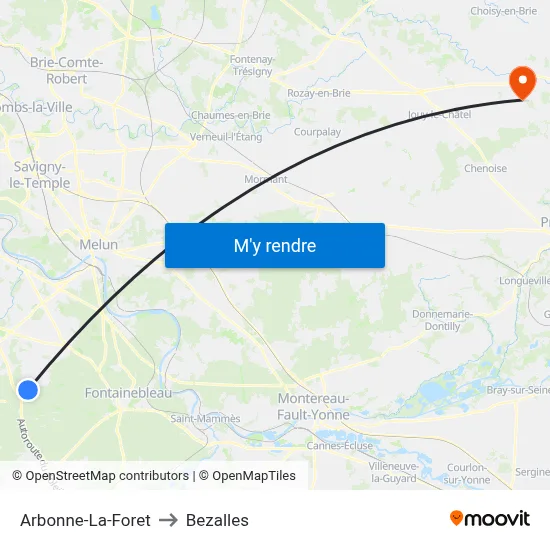Arbonne-La-Foret to Bezalles map