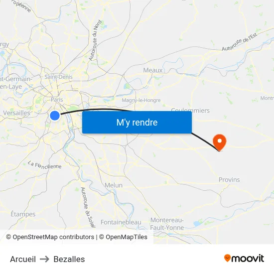 Arcueil to Bezalles map