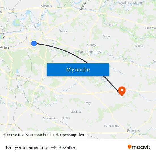 Bailly-Romainvilliers to Bezalles map