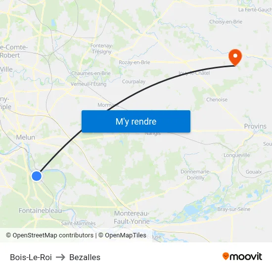 Bois-Le-Roi to Bezalles map