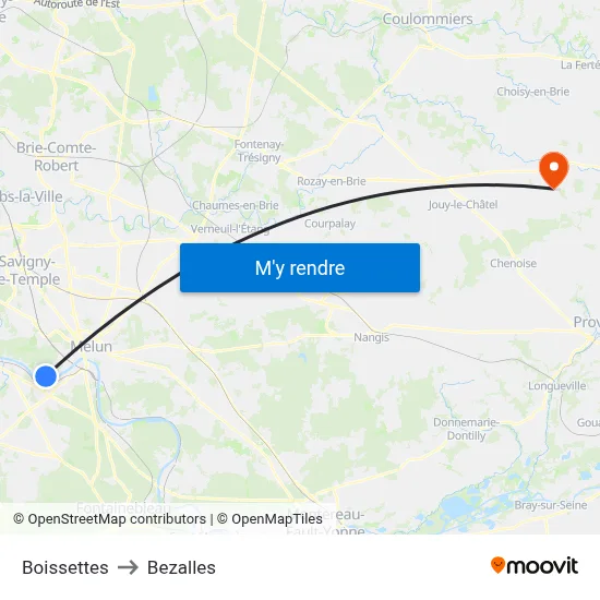 Boissettes to Bezalles map