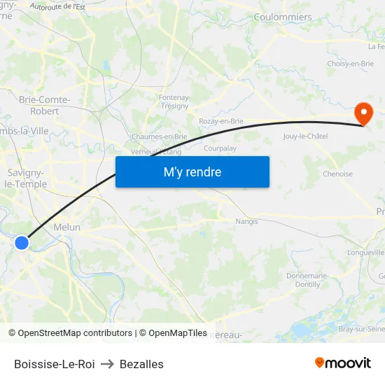 Boissise-Le-Roi to Bezalles map