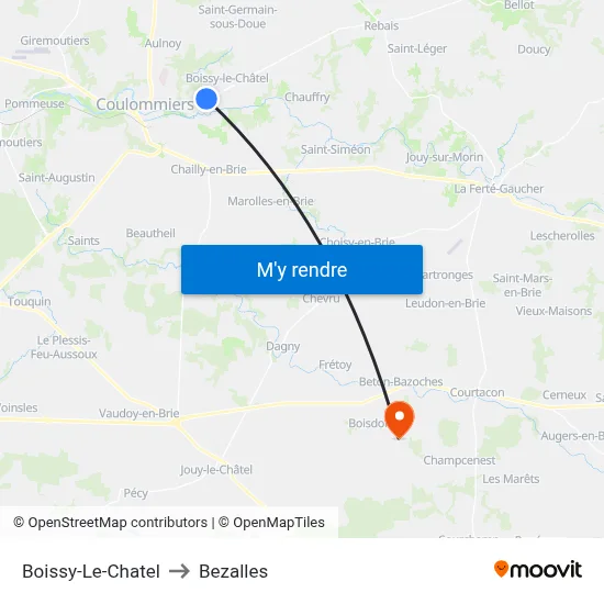 Boissy-Le-Chatel to Bezalles map