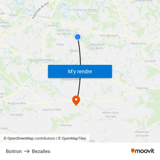 Boitron to Bezalles map