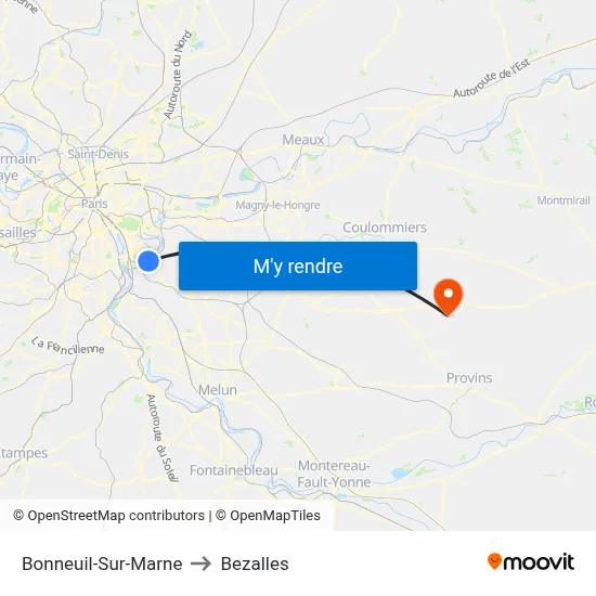 Bonneuil-Sur-Marne to Bezalles map