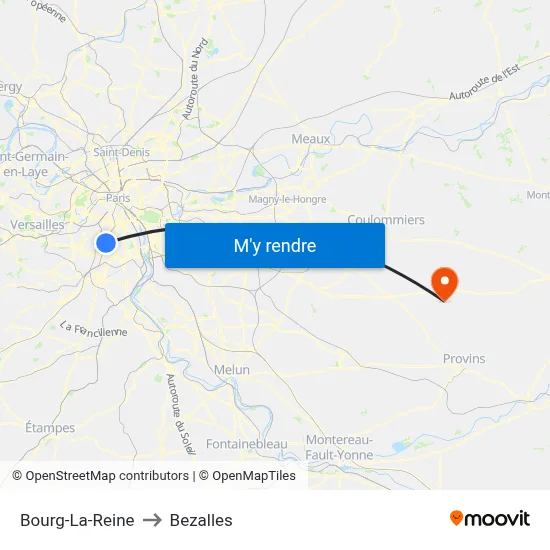 Bourg-La-Reine to Bezalles map