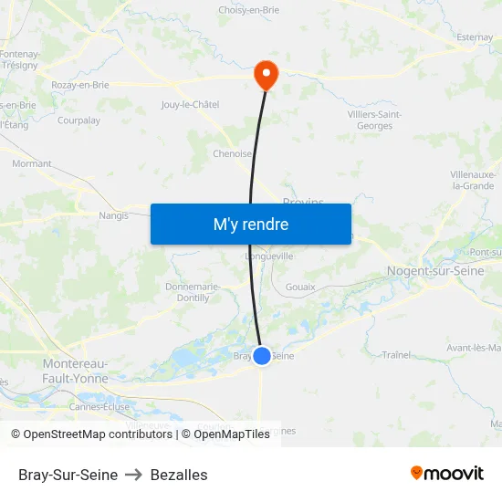 Bray-Sur-Seine to Bezalles map