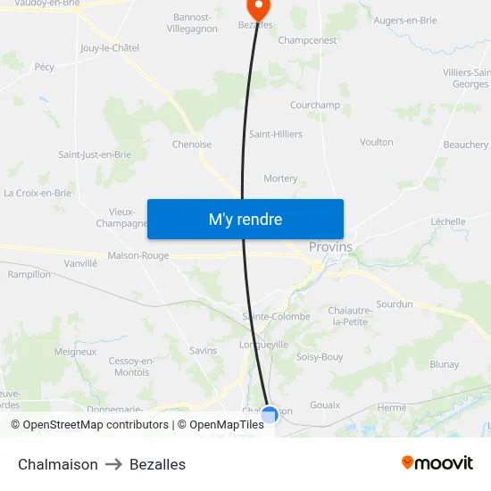 Chalmaison to Bezalles map