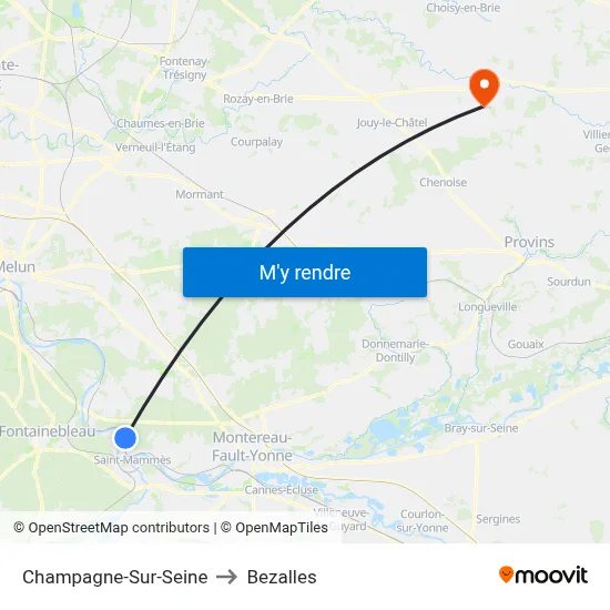 Champagne-Sur-Seine to Bezalles map