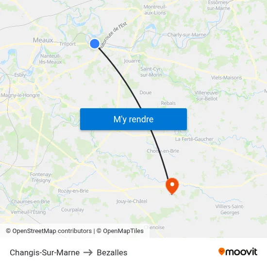 Changis-Sur-Marne to Bezalles map