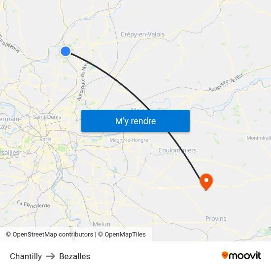 Chantilly to Bezalles map