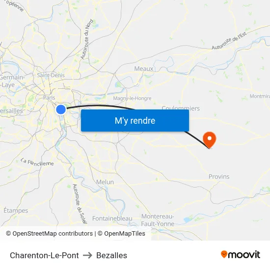 Charenton-Le-Pont to Bezalles map