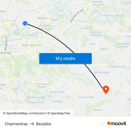 Charmentray to Bezalles map