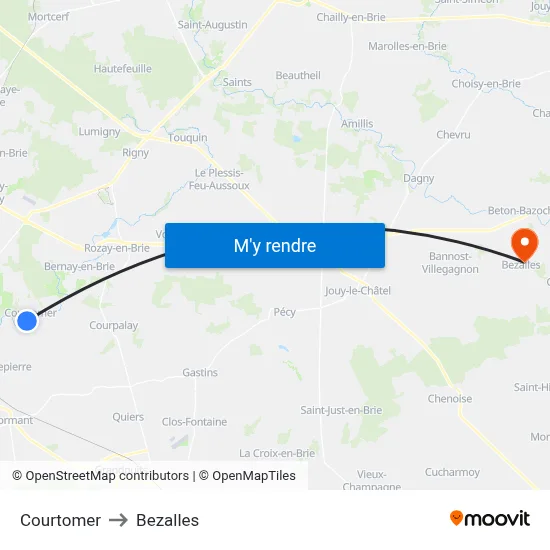 Courtomer to Bezalles map