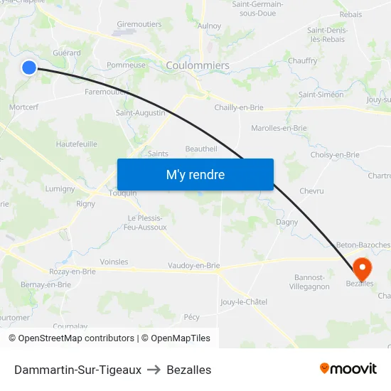 Dammartin-Sur-Tigeaux to Bezalles map
