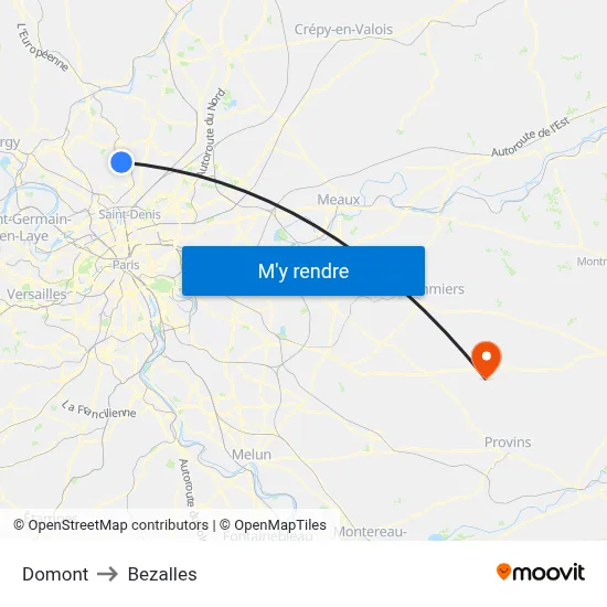 Domont to Bezalles map