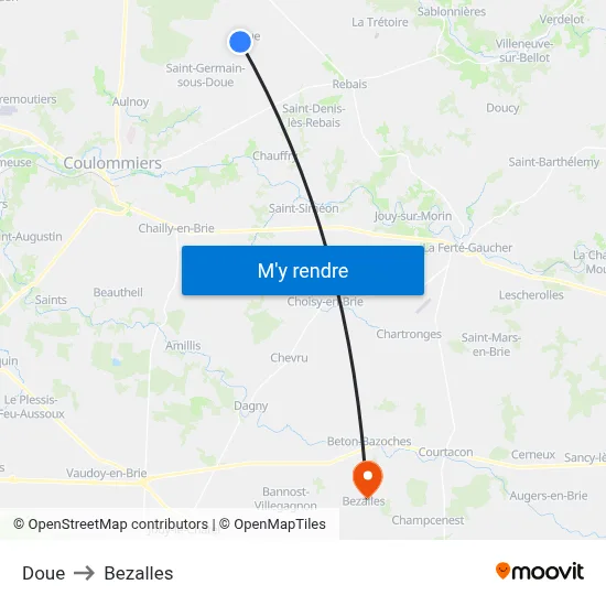 Doue to Bezalles map
