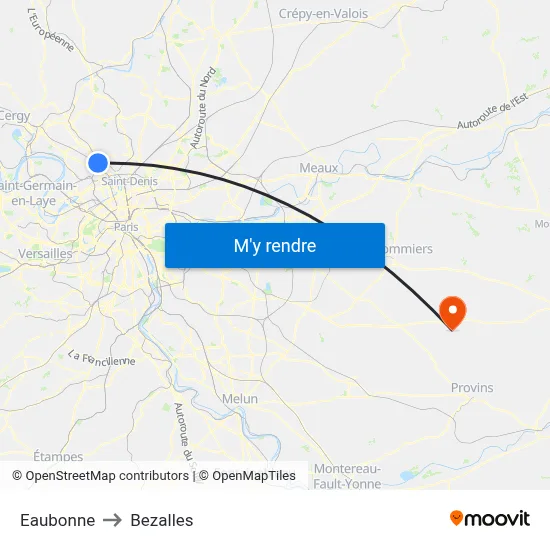 Eaubonne to Bezalles map