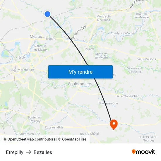 Etrepilly to Bezalles map