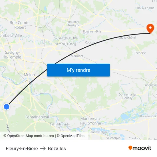 Fleury-En-Biere to Bezalles map