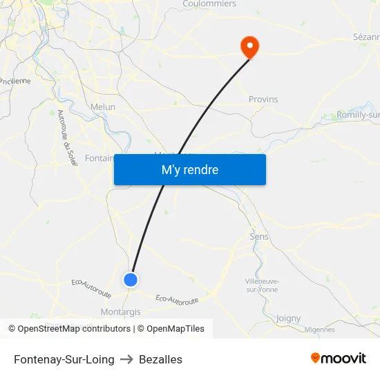 Fontenay-Sur-Loing to Bezalles map