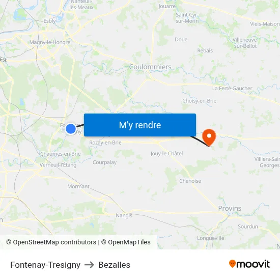 Fontenay-Tresigny to Bezalles map