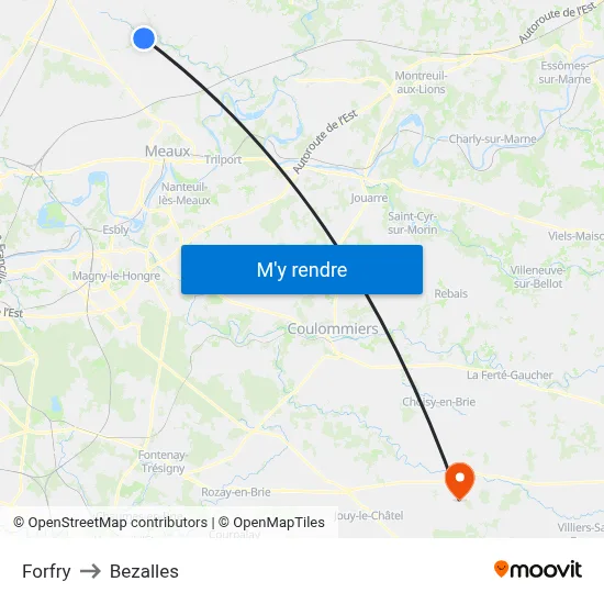 Forfry to Bezalles map