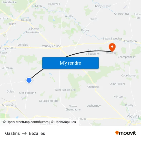 Gastins to Bezalles map