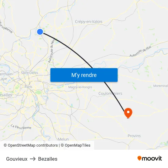 Gouvieux to Bezalles map