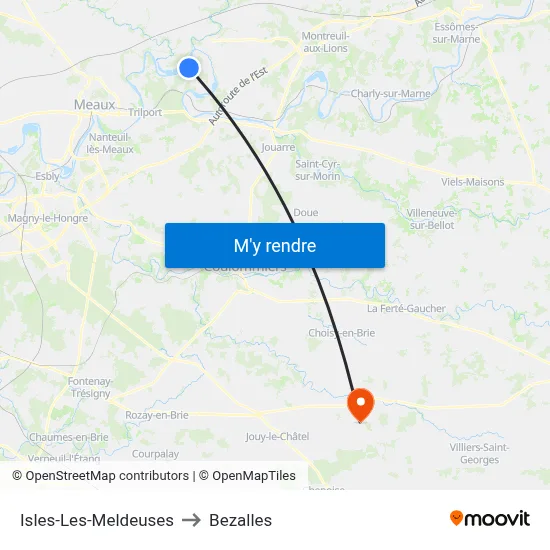 Isles-Les-Meldeuses to Bezalles map