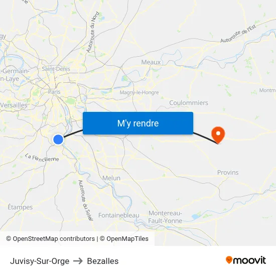 Juvisy-Sur-Orge to Bezalles map