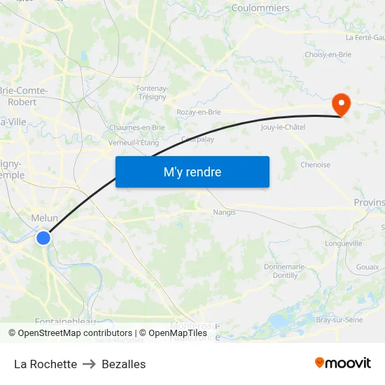 La Rochette to Bezalles map